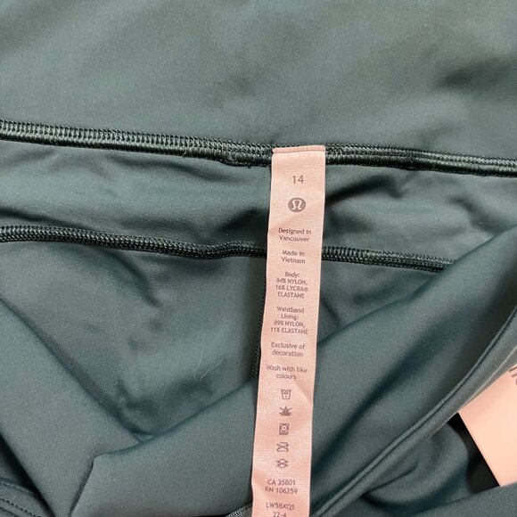 Lululemon Athletic Fast & Free HR Tight Yoga Pants Green Jasper NWT Size 14 - Picture 7 of 8